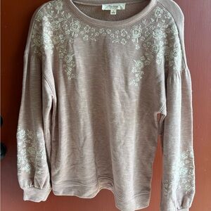 Westbound Dusty Mauve Floral Embroidered Pullover
